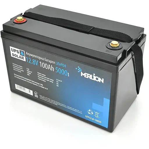 Літій-залізо-фосфатний акумулятор Merlion LiFePO4 12.8V 100AH,(330x173x220), до 5000 циклів