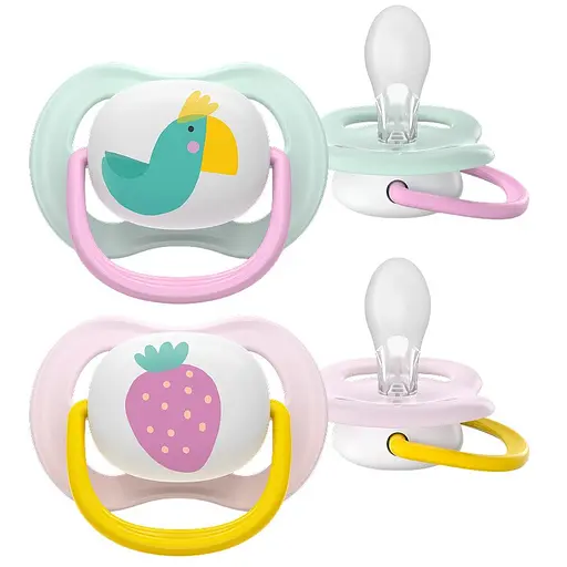 Пустышка Philips Avent Ultra Air 0-6 мес. 2 шт. желтая с розовым (SCF080/24)
