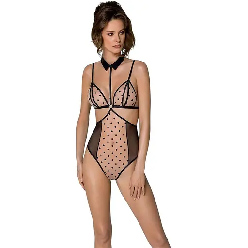 Боди с открытой грудью Passion DOMINICA Body L/XL beige воротник-чокер корсет
