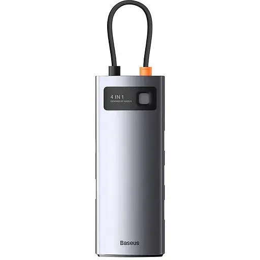 USB-хаб Baseus Metal Gleam Series 4-в-1 многофункциональный хаб Type-C Docking Сірий (Type-C к USB 3.0 x 4) - фото 1