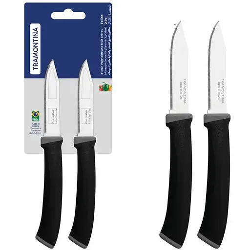 Набор ножей для овощей Tramontina Felice зубчатых 76 мм 2 шт. Black (23491/203) - фото 2