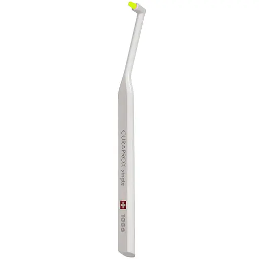 Монопучковая щетка Curaprox CS 1006 Single & Sulcular 6 мм белая с желтым - фото 1