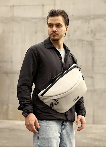 Мужская сумка-бананка под ноутбук Sambag Urban Laptop тепло-серая 46×26 см (51411030m) - фото 1