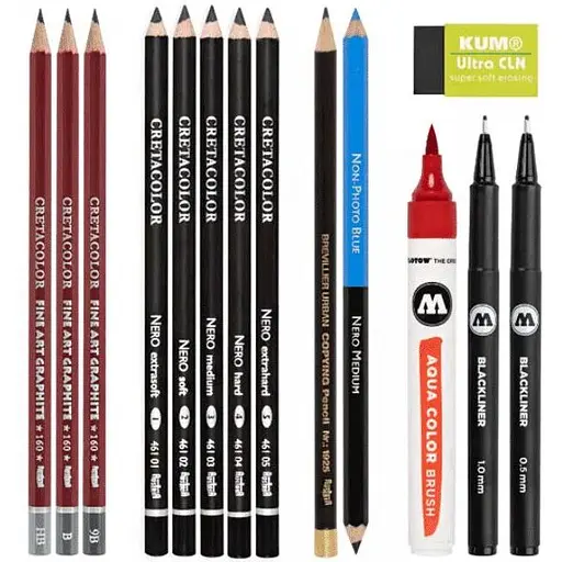 Набір художніх матеріалів Cretacolor TATTOO SKETCHING 14 шт металева коробка  - фото 6