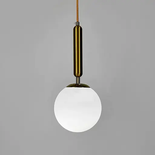 Підвісний світильник в латунному корпусі з білим плафоном Ø 14 см | Line F | Арт. A91087/1 CP - фото 4