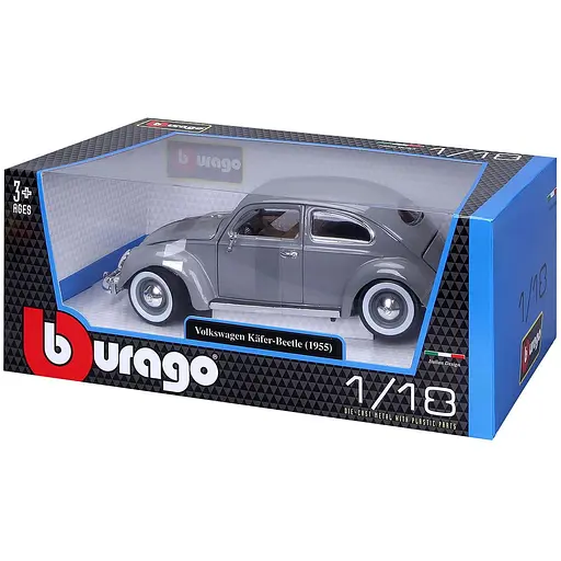 Автомодель Bburago Volkswagen Kafer Beetle 1955, 1:18 серая (18-12029 GY) - фото 10