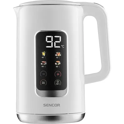 Електрочайник Sencor 1.7 л Strix LED дисплей подвійні стінки сенсорне керування білий - фото 1