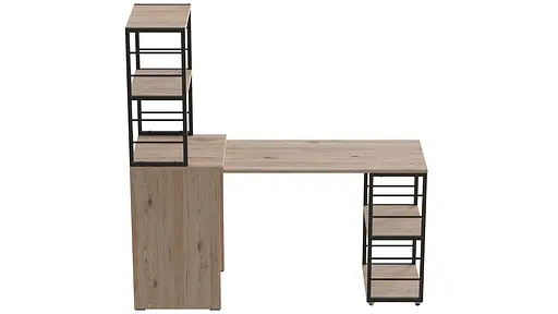 Стол-тумба трансформер Смарт 3/2 с этажеркой Ferrum-decor 1430x1450x600 Черный металл ДСП Дуб Сан-Марино 16 мм (FRD-105117) - фото 2