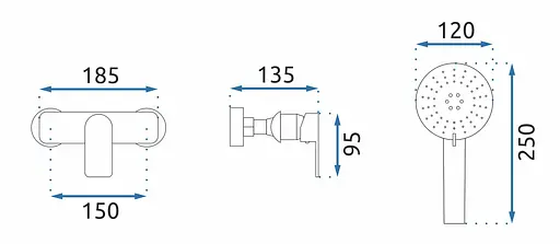 Смеситель для душа Rea Bloom настенный black/gold REA-B9938 Черный - фото 6