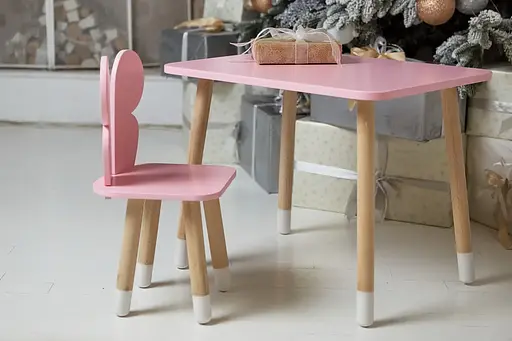 Дитячий прямокутний столик (Рожевий) та стільчик Метелик (Рожевий) - фото 3