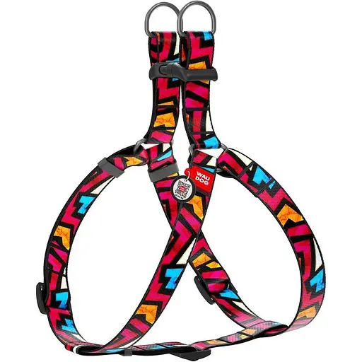 Шлея для собак Waudog Nylon з QR паспортом, малюнок "Графіті", пластиковий фастекс