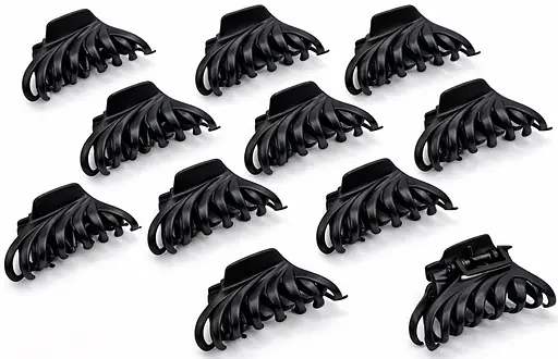 Набір матових заколок для волосся 6 см пластикові надійний аксесуар на кожен день 12 шт. Чорний - фото 1