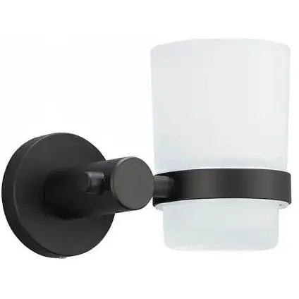 Склянка з тримачем Frap скло чорний/нержавіюча сталь F30206 1/40 чорний матовий - фото 1