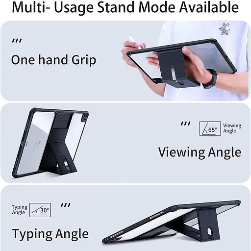 TPU+PC чохол Xundd Stand c посиленими кутами для Apple iPad Pro 11 (2024-25) Чорний - фото 4