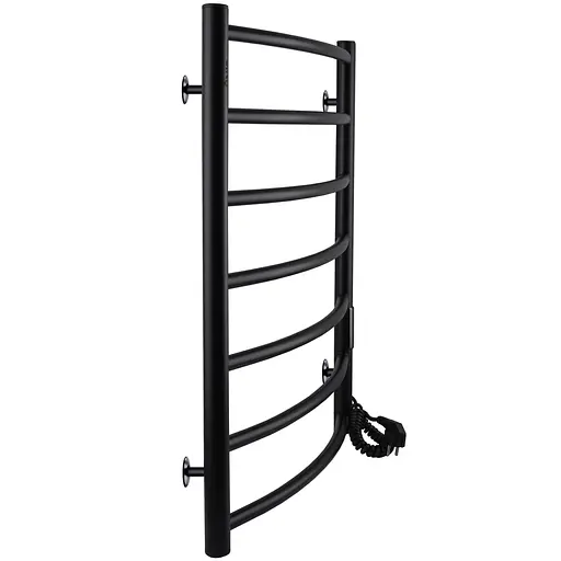 Електрична рушникосушка Unio LD ЕU 700-500-7 BLK Драбинка Дуга чорна, Чорний матовий, Праве, Електронний - фото 4