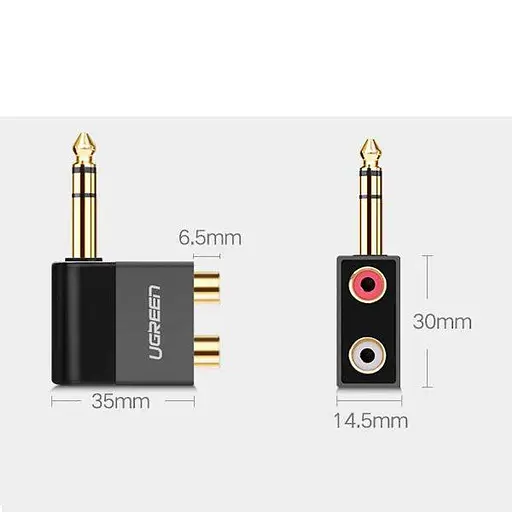 Адаптер Ugreen AV147 6.35 мм Male to 2RCA Female Adapter чорний (40846) - фото 3