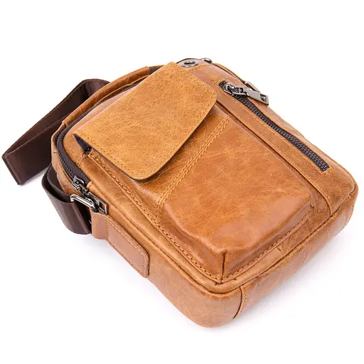 Кожаный мессенджер мужской Vintage 18х20,5х5,5 см sum0013981 - фото 3