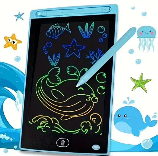 8.5 дюймов цветной ЖК-планшет для письма, детский блокнот для рисования граффити, планшет для рисования. Синий - фото 9