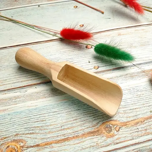 Ложка совок дерев'яний для цукру, спецій та сипучих продуктів 11 см, Woodly Бежевий 86267 - фото 3