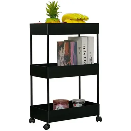 Етажерка пластикова Fabrika 3 яруси на колесах Black, 40х22х66 см