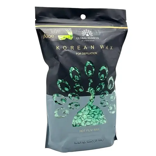 Горячий плёночный воск в гранулах Global Fashion Korean Aloe 1000 г воск для депиляции лица и тела - фото 1