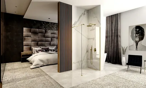 Душова стінка Rea Aero 120 brushed gold REA-K4702, прозорий, золотий - фото 4