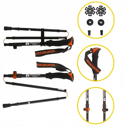 Треккинговые палки Mountain Goat Pro+ 43-130 см MG0008 Black/Orange (P-5907739318251) - фото 13
