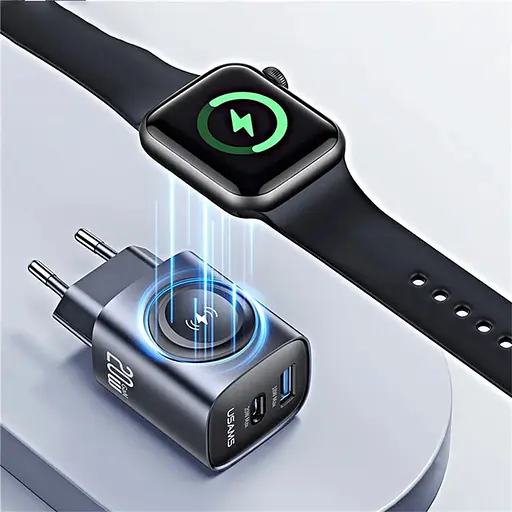 МЗП Usams US-CC293 T67 Multifunctional iWatch Charger 20W (1USB-A/1C) Tarnish - фото 4