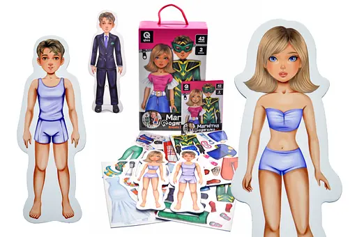 Магнитная одевалка Ксения и Марко, 18.5x6x30.5 см, QB600-006