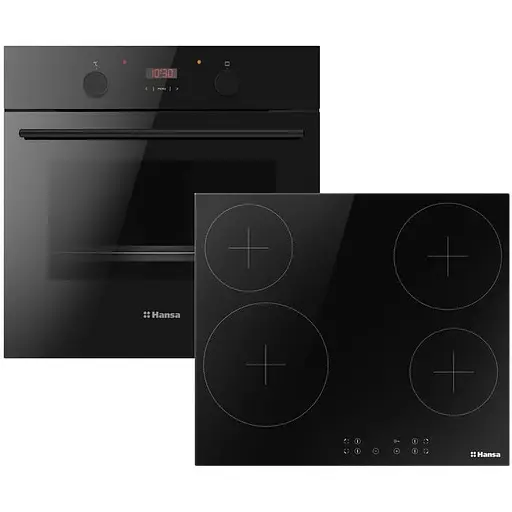 Комплект Hansa духовка электрическая + поверхность стеклокерамическая черный