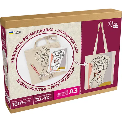 Набір екосумка-розмальовка „Floral Girl“ А3 бавовна 220 г/м2 38х42см ROSA Talent [CD] - фото 5