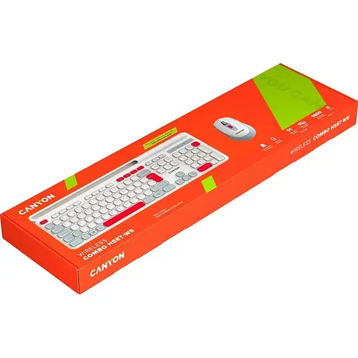 Комплект (клавиатура и мышь) CANYON HSET-W5 EN AAA+AA Wireless White - фото 7