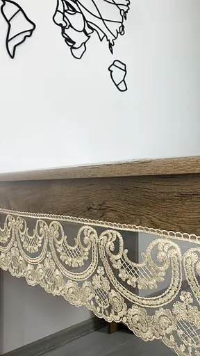 Силіконова скатертина прямокутна з мереживом Арка 15 см 190х110 см Бежевий - фото 10