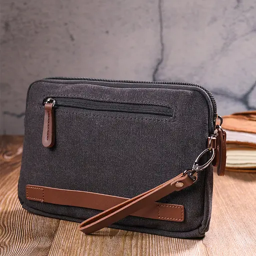 Комфортная мужская барсетка текстильная Vintage 24х16х3 см sum0021445 - фото 8