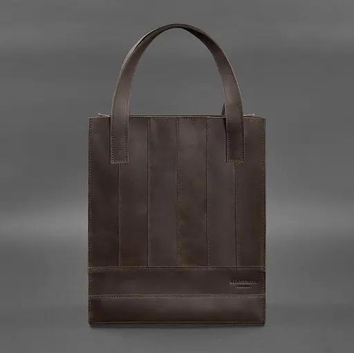 Шкіряна жіноча сумка шоппер Бетсі темно-коричнева - фото 10