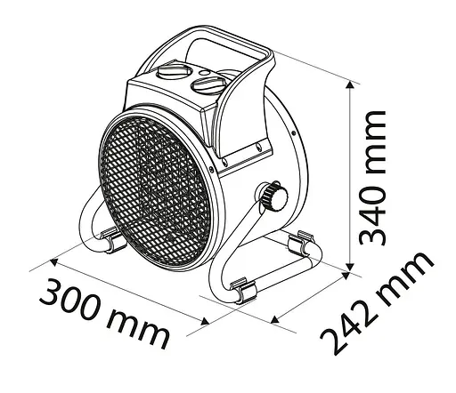 Теплова гармата Neo Tools електрична, 5кВт, 80м кв, 588м куб/год, 380В, керамічний нагрів. елемент (PTC), чорний - фото 6