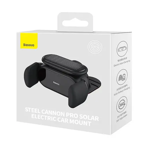 Автотримач для телефона Baseus Steel Cannon pro Solar Electric Car Mount Black - фото 2
