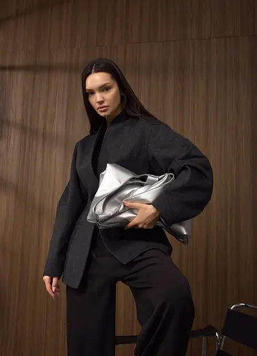 Женская сумка Sambag HOBO M серебро 35 х 40 х 8 см (53200003) - фото 3