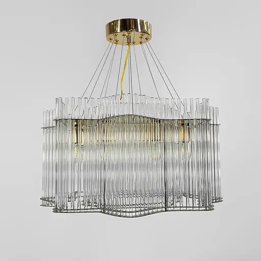 Изысканная золотая люстра со стеклянными трубками Ø 60 см Ст. 518-600A AB | Line F - фото 1