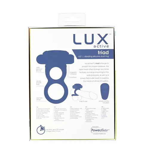 Ерекційне кільце Lux Active Triad Vibrating Dual Cock Ring подвійне з вібрацією пульт д/у - фото 7