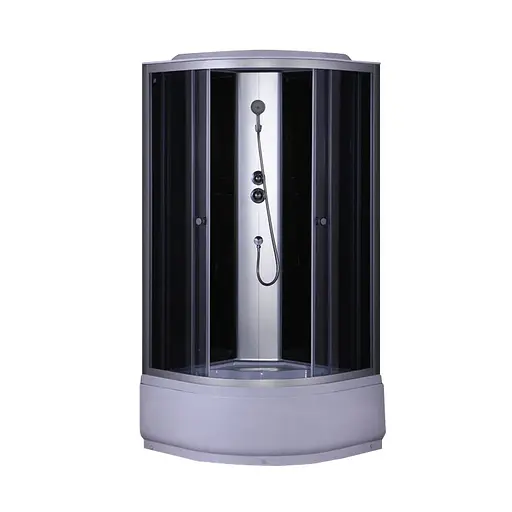 Душевой бокс без гидромассажа Mixxus Strong SB01-90x90x215-GR Satin с высоким поддоном MI6885, Хром матовый, тонированный, хром матовый - фото 1