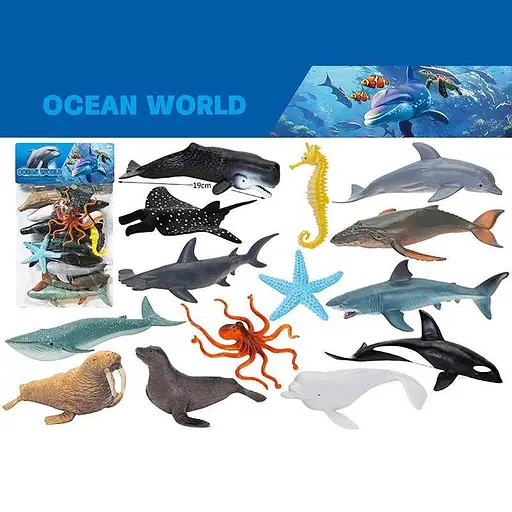 Набір фігурок тварин Океан, 14 морських мешканців, 000-121F