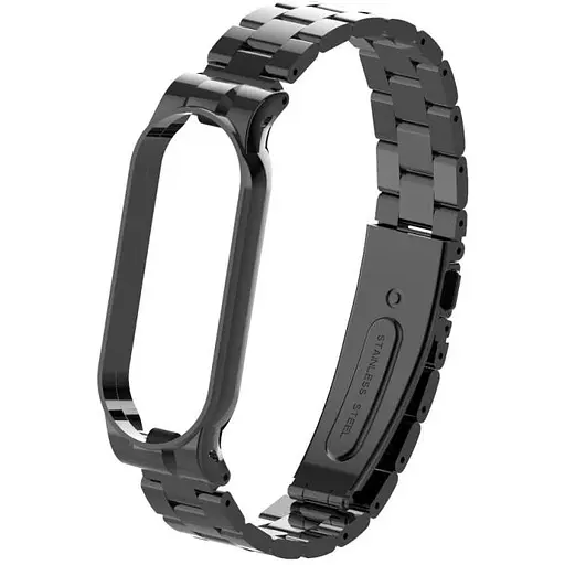 Ремінець для фітнес-браслета Boorui для Xiaomi Mi Band 5 і 6 металевий чорний