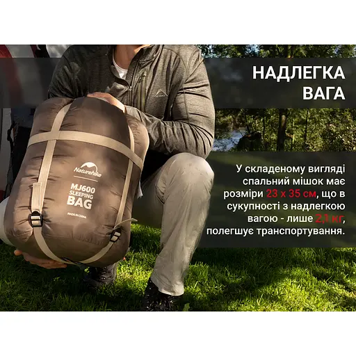 Спальник с капюшоном Naturehike MJ 600 CNK2300SD014, коричневый - фото 11