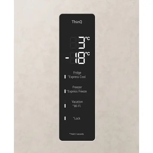 Холодильник LG с нижней морозильной камерой 186x60х68, холод.отд.-234л, мороз.отд.-110л, 2дв., А++, NF, инв., дисплей снаружи, зона освещения, Metal Fresh, бежевый - фото 7