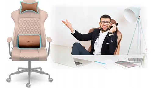 Кожаное офисное кресло с технологией SoftSwing Sofotel Werona Brown +2 подушки в подарок - фото 7