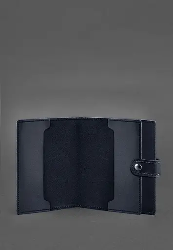 Кожаная обложка-портмоне для удостоверения офицера 11.0 темно-синяя Crazy Horse - фото 3