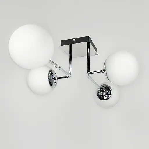 Сучасна стельова люстра в хромі на 4 білих плафони Line.F 2693/4 (new) CH+WT - фото 1