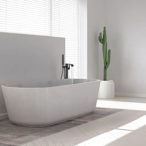 Смеситель для ванны Rea Carat black mat T черный напольный REA-B5423 Черный матовый - фото 6