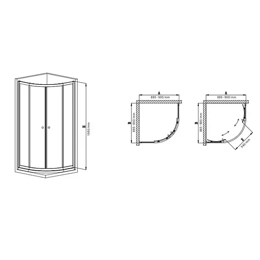 Душевая кабина без поддона Mixxus Premium Diverse SC01-90x90x195-TR хром прозрачное стекло 5 мм MI6859, Универсальная, прозрачная, хром - фото 3